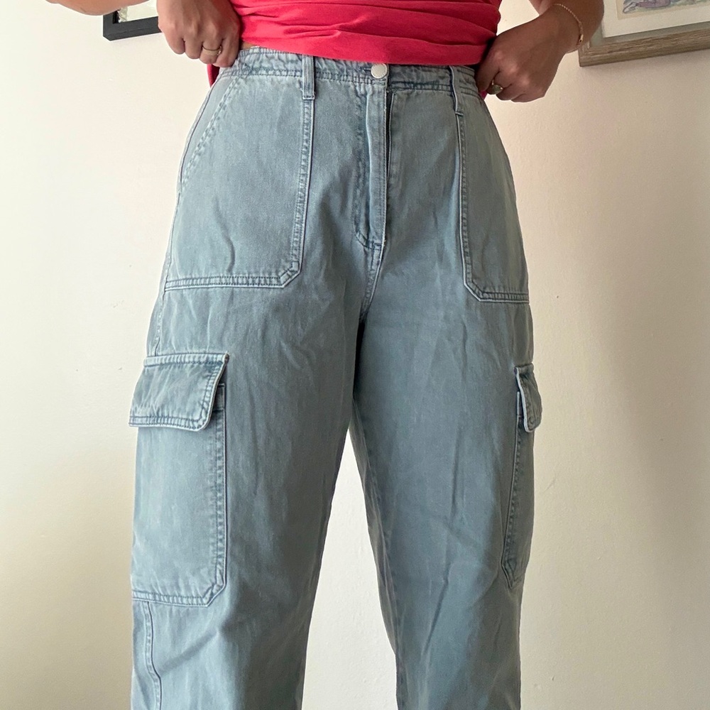 Casual Cargo Pants in Light Blue